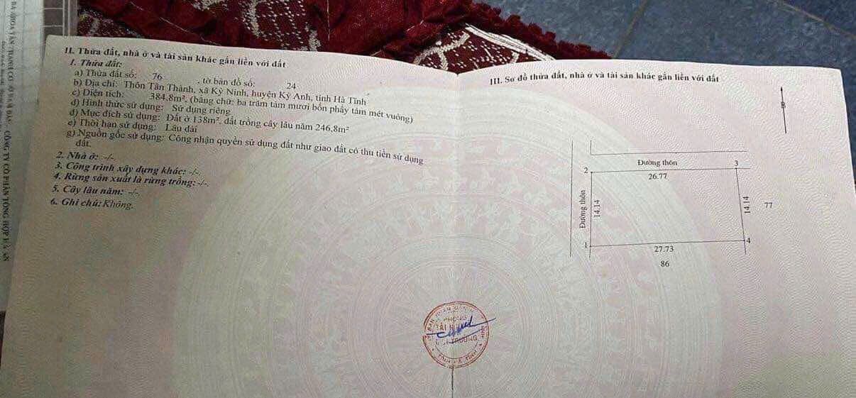 Bán Đất Lô Góc 378m² Xã Kỳ Ninh, Kỳ Anh - Hai Mặt Tiền Thoáng Đãng