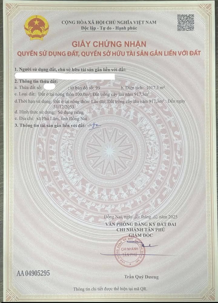 Đất Nền Phú Lâm Đồng Nai 1029m² Sổ Hồng Sẵn Sàng - Đầu Tư Sinh Lời