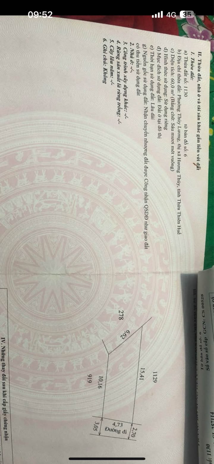 Bán Đất 60m² Kiệt 3m Trần Hoàn, Thủy Lương - Giá 400 Triệu