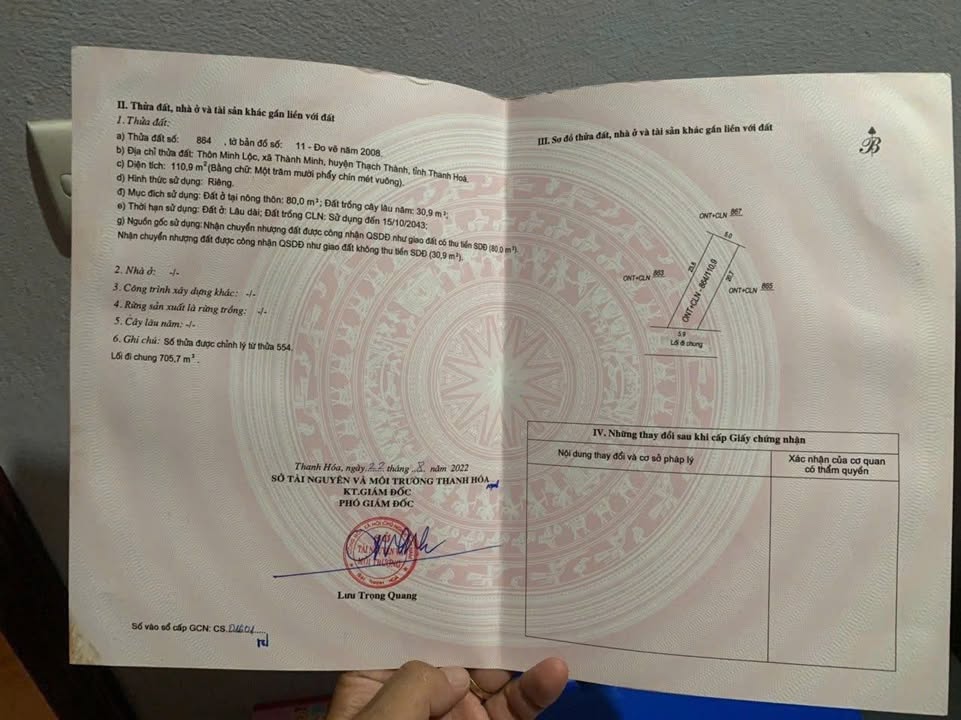 Đất Sổ Hồng Thạch Thành 110m² - Giá Chỉ 100 Triệu, Để Lại Cho Con Cháu