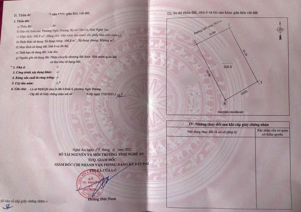 Đất Nền Nghi Hương Cửa Lò 166.8m² - Sổ Đỏ Rõ Ràng, Giá Đầu Tư