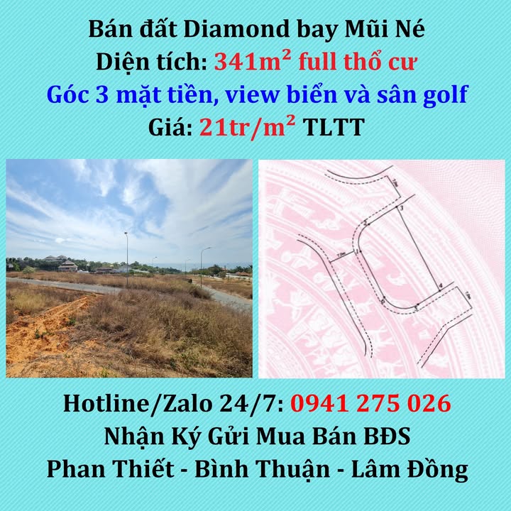 Đất thổ cư Mũi Né 341m² - 3 mặt tiền, view biển - Cơ hội đầu tư