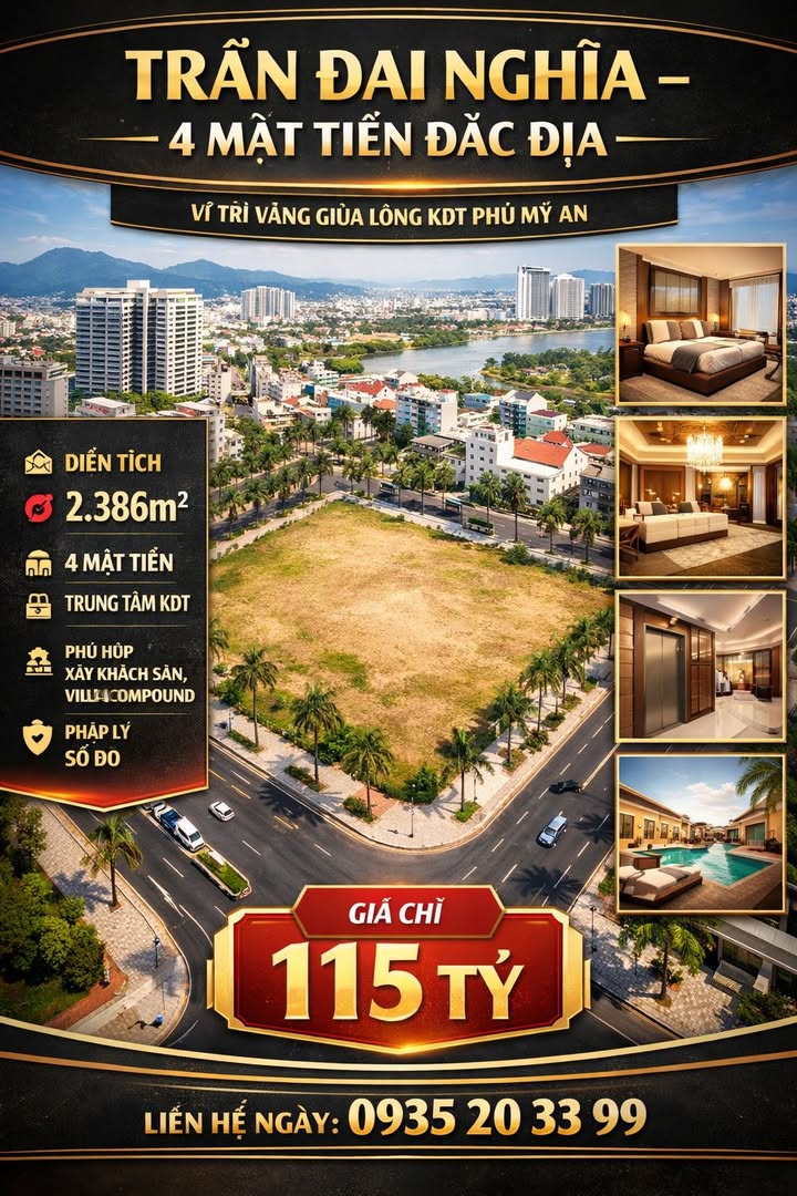 Đất Vàng Trần Đại Nghĩa Đà Nẵng 2386m² - 4 Mặt Tiền Hiếm, Giá Thỏa Thuận