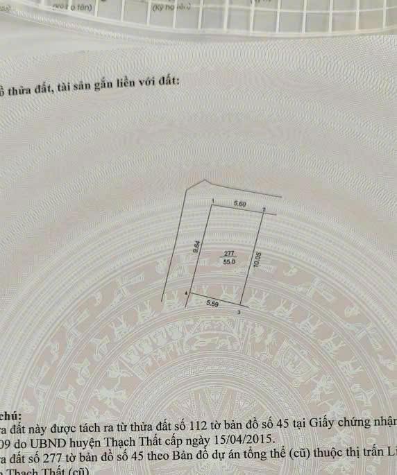 Đất Nền Thạch Thất 55m² Sổ Đỏ Full Thổ Cư - Giá F0 Dưới 2 Tỷ