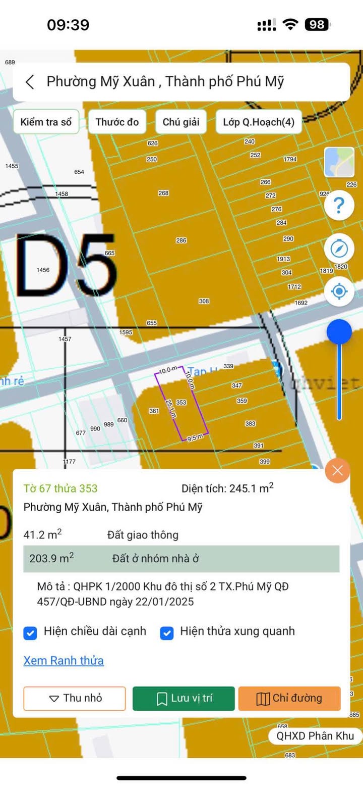 Bán đất nền Mỹ Xuân, Phú Mỹ - 250m² thổ cư, giá 2.65 tỷ - Sổ sẵn