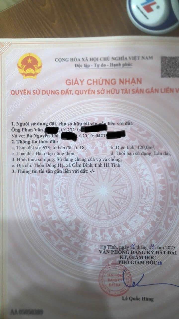 Bán Đất Nền Cẩm Bình, Hà Tĩnh 121m² - Sổ Đỏ Vuông Vắn, Gần QL 1A