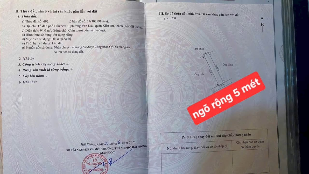 Đất nền Tô Phong, Kiến An - 94m² mặt ngõ ô tô tránh, gần Vành đai 3