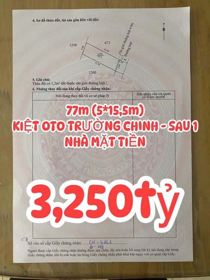 Đất Kiệt Oto Trường Chinh, Huế - 77m² - Giá 3.29 Tỷ - Sẵn Sàng Đầu Tư