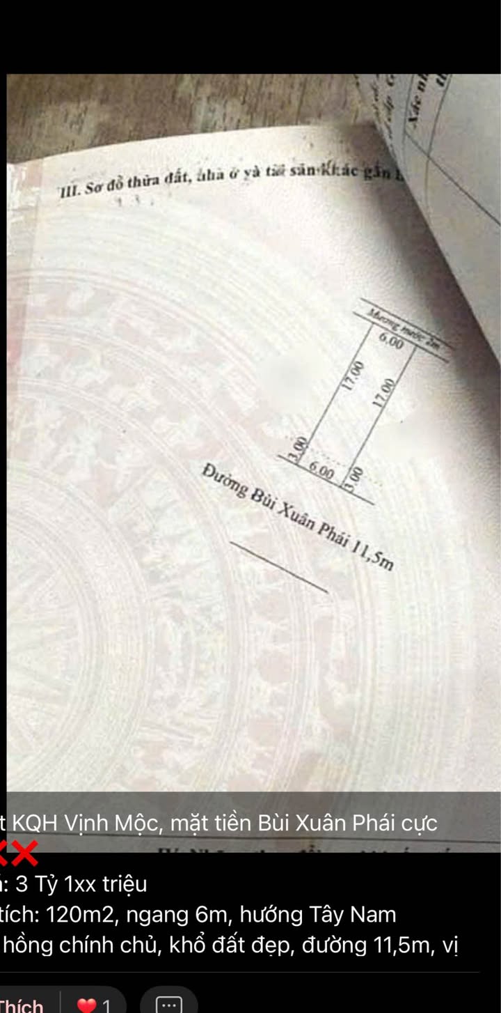Đất Nền KQH Vịnh Mộc - Mặt Tiền Bùi Xuân Phái, Huế (120m²) - 3.1 Tỷ
