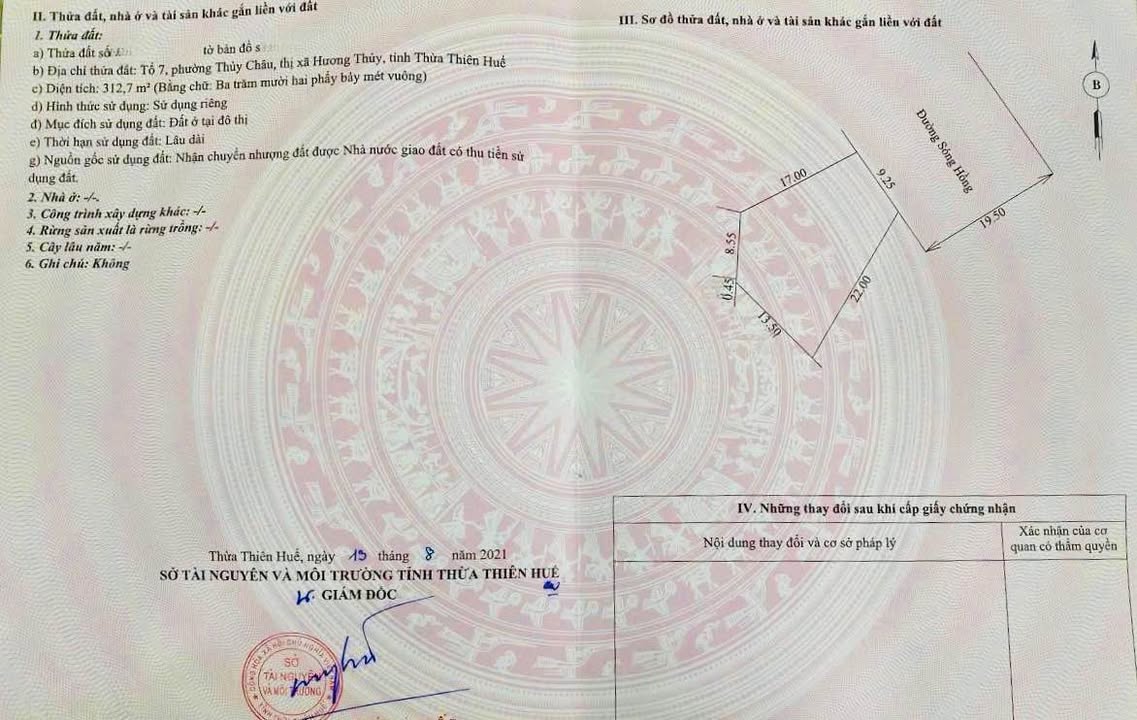 Đất Mặt Tiền Sóng Hồng Huế - 312m², Ngang 9.25m, Dòng Tiền 70 Triệu/Năm