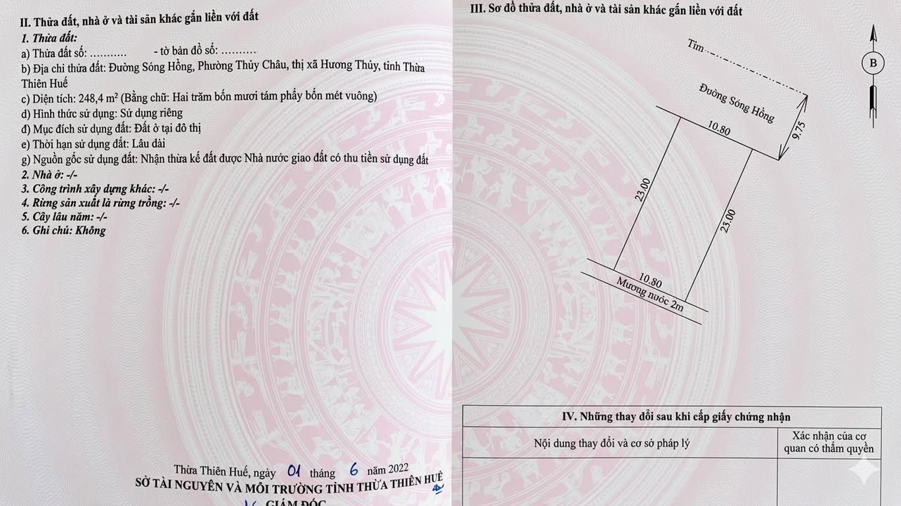 Đất Mặt Tiền Sóng Hồng Huế 248m² - Ngang 10.8m - Giá Đầu Tư 16.x Tỷ