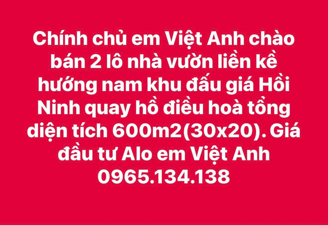 Bán 2 Lô Nhà Vườn Liền Kề Hướng Nam 600m² Tại Hồi Ninh, Hải Hậu - Giá Đầu Tư Tốt