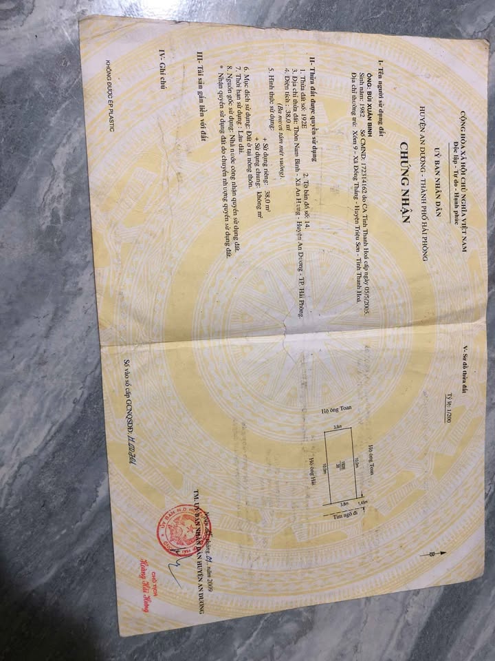 Đất nền 38m² An Dương, Hải Phòng - Sổ đỏ sẵn sàng, giá đầu tư 836 triệu