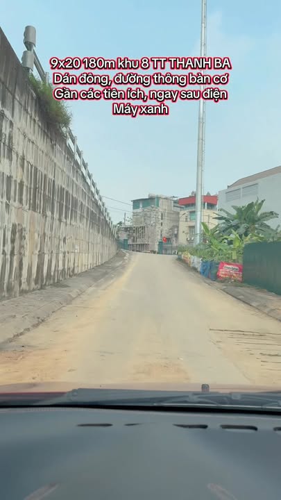 Đất nền 180m² MT 9m TT Thanh Ba - Giá nhỉnh 1 tỷ, vị trí đắc địa