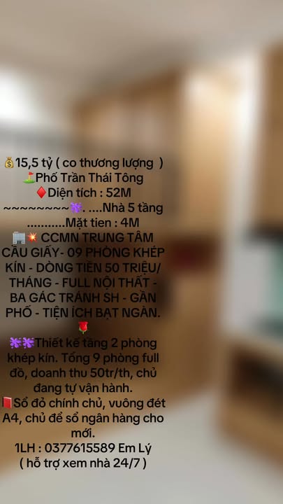 Nhà 5 Tầng Trần Thái Tông, Cầu Giấy - 52m², 9PN, Dòng Tiền 50 Triệu/Tháng