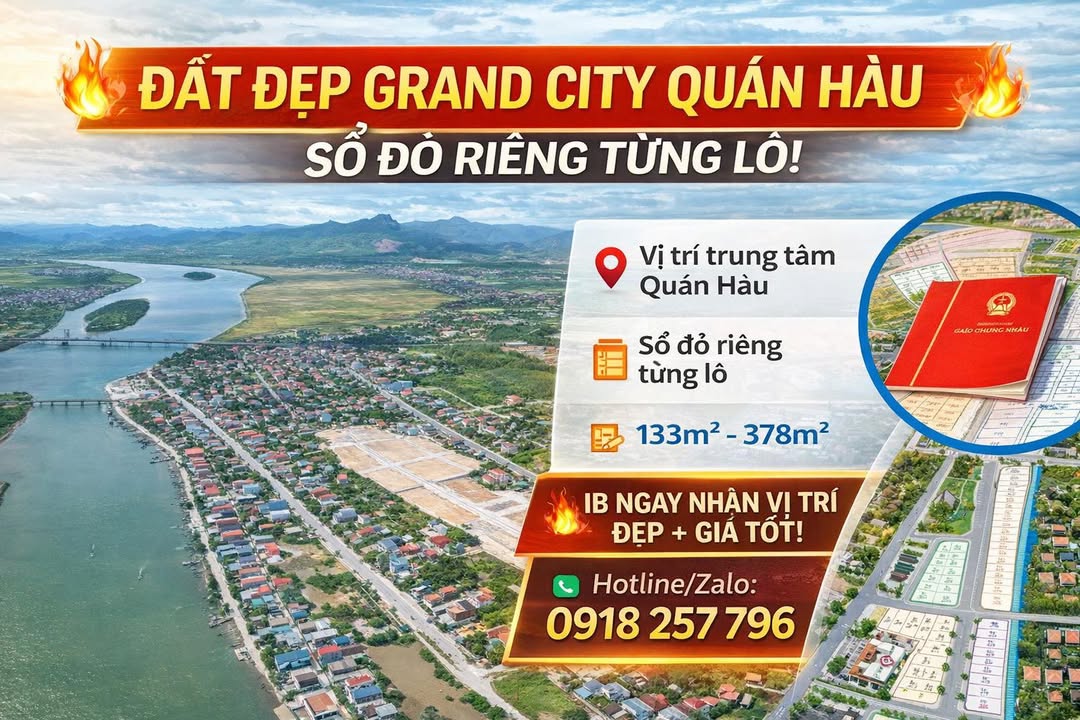 Đất Nền Grand City Quán Hào, Đồng Hới - Sổ Đỏ Từng Lô, Giá Tốt Đầu Tư