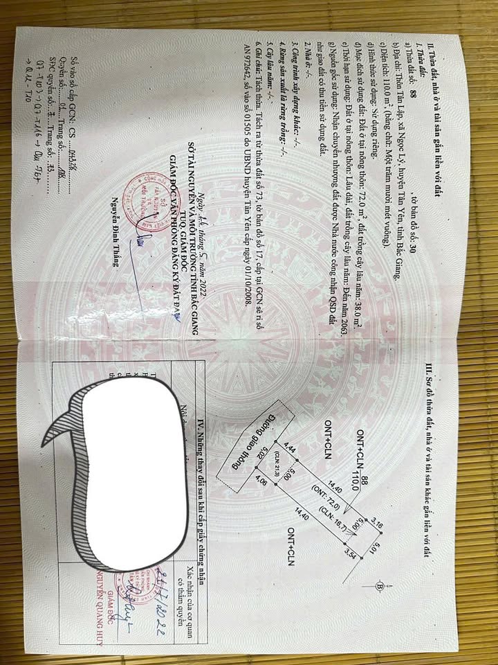 Đất nền Tân Yên, Bắc Giang 110m² - Sổ đỏ sẵn, giá đầu tư