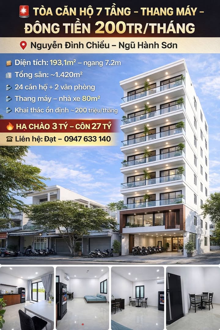Căn hộ Nguyễn Đình Chiểu, Đà Nẵng 193m² 27 tỷ - Bàn giao ngay