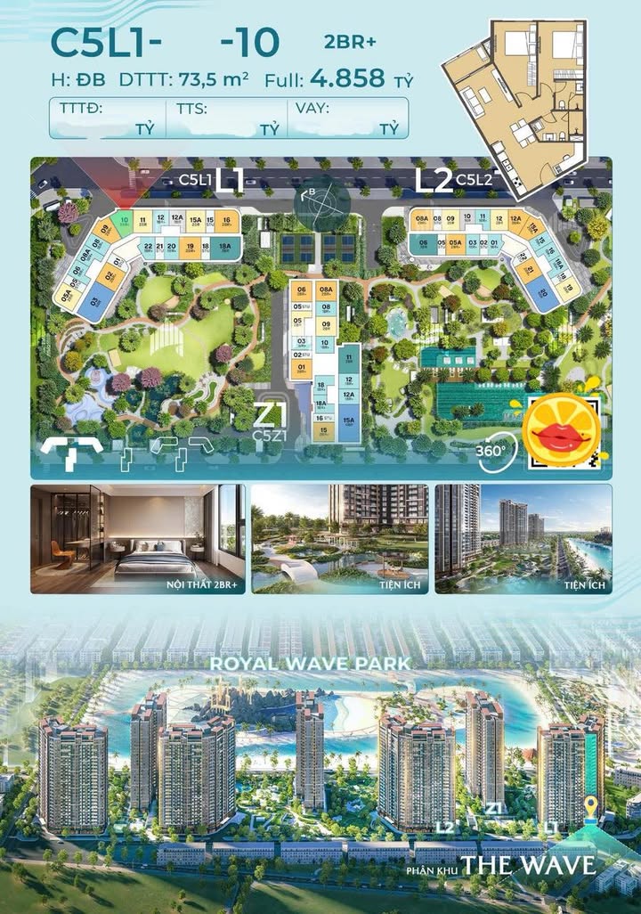 Căn hộ 2PN Masteri Grand Coast 73.5m² - Sẵn Sàng Vào Ở Ngay