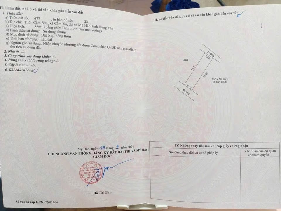 Bán Đất Thổ Cư 88m² Mỹ Hào, Hưng Yên - Sổ Đỏ Sẵn Sàng