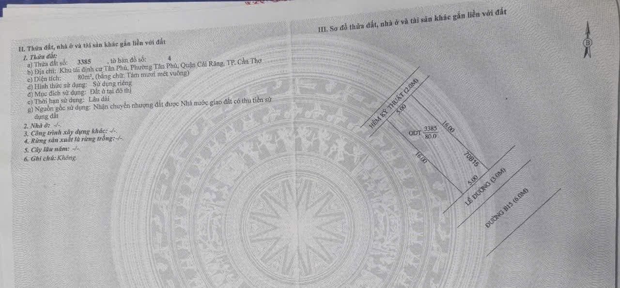 Bán Đất Nền Đường B15 KDC Tân Phú, Cần Thơ - 80m² Sổ Hồng Thổ Cư