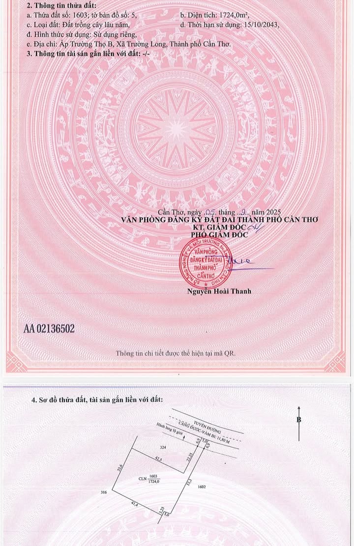 Đất nền Tuyến Vàm Bi Cần Thơ 1.700m² giá 3.4 tỷ, Sổ đỏ chính chủ