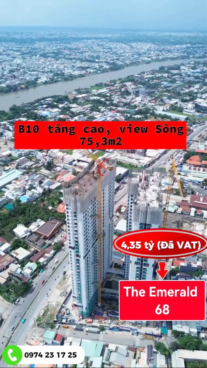 Căn hộ The Emerald 68 75m² - View Sông Kép Độc Đáo - Giá 4.35 Tỷ