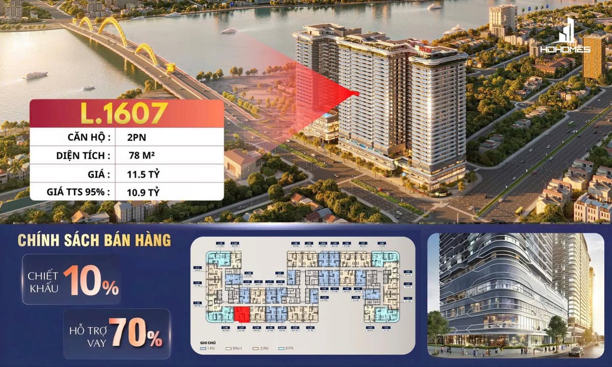 Căn Hộ 2PN The Legend Đà Nẵng 78m² - View Cầu Rồng 10.9 Tỷ