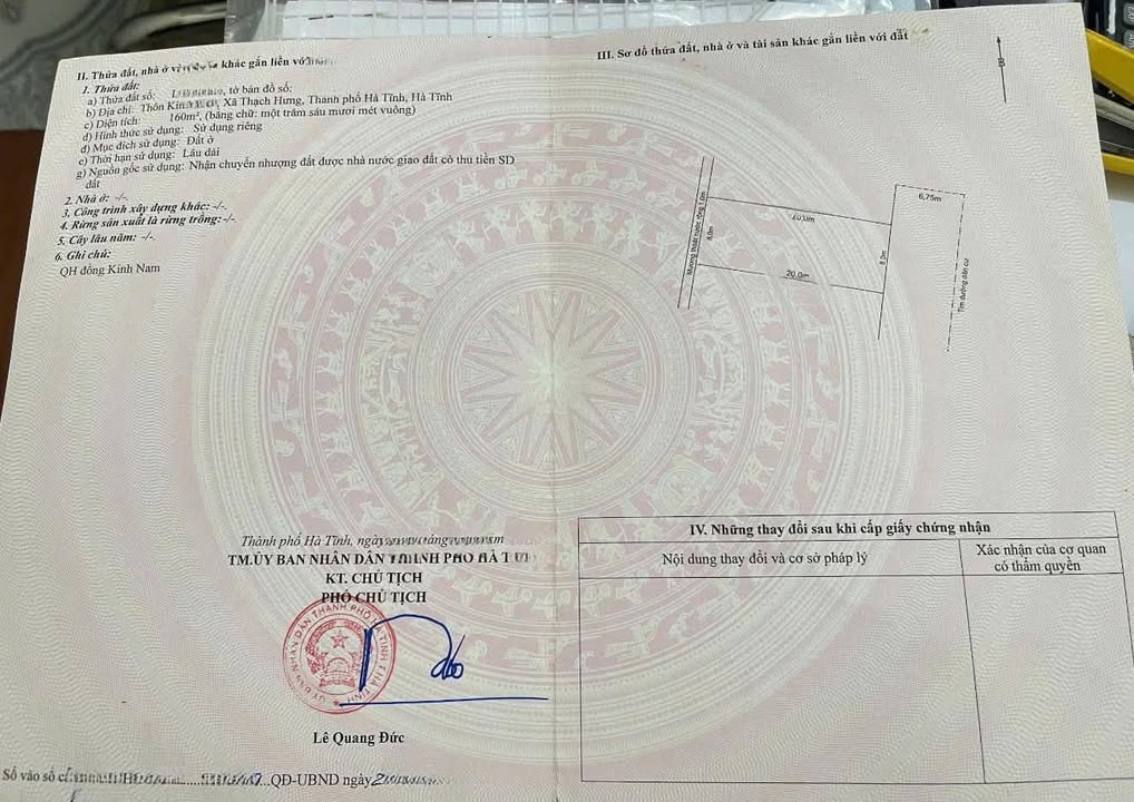 Đất Nền Kinh Nam, TP Hà Tĩnh 160m² Hướng Đông Nam - Sẵn Sàng Đầu Tư