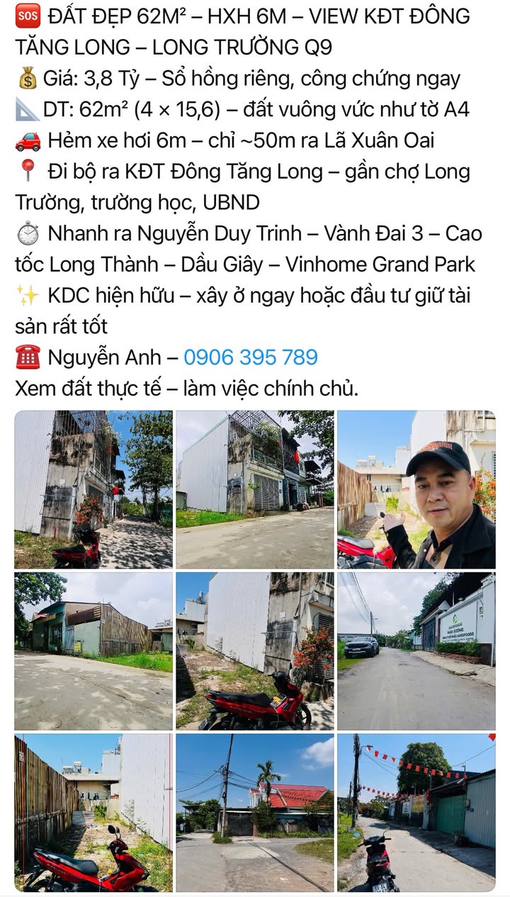 Đất Nền Long Trường Q9 - 62m² Hẻm Xe Hơi 6m - Sổ Hồng Riêng