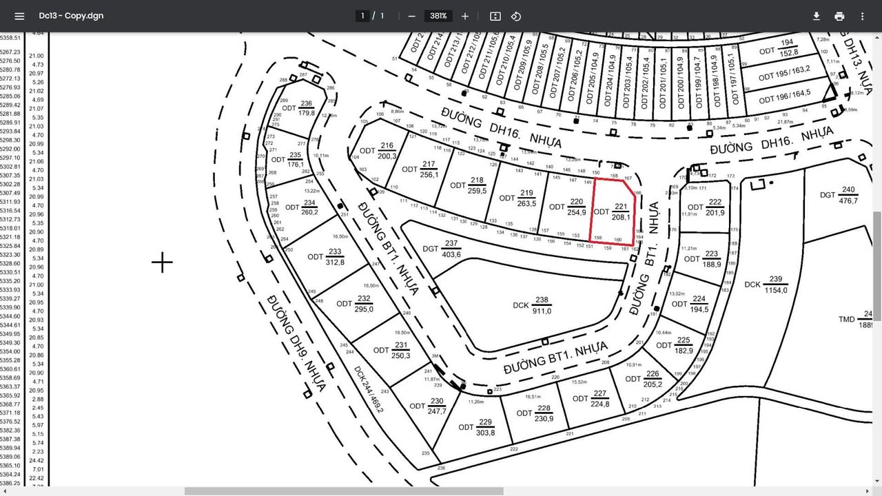 Đất biệt thự 208m² mặt tiền 3 hướng đường DH16, TP Lào Cai - Giá 3.6 tỷ