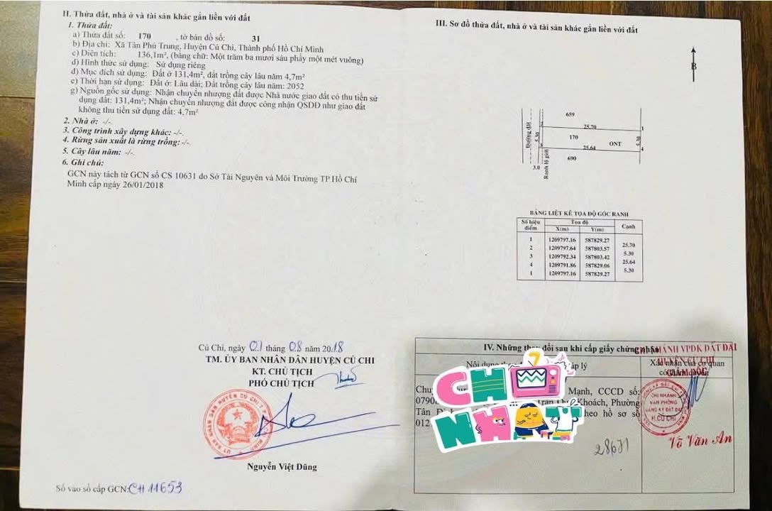 Đất thổ cư Củ Chi 136m² - Gần Bệnh viện Xuyên Á, Sổ hồng sẵn sàng