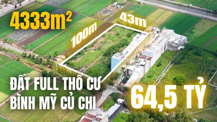 Bán Đất Vườn Củ Chi 4333m² Mặt Tiền Kênh, Sổ Đỏ Riêng - Giá 64.5 Tỷ