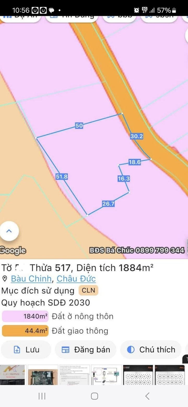 Đất Bàu Chinh Châu Đức 1.884m² 3.35 tỷ - Sổ đỏ chính chủ