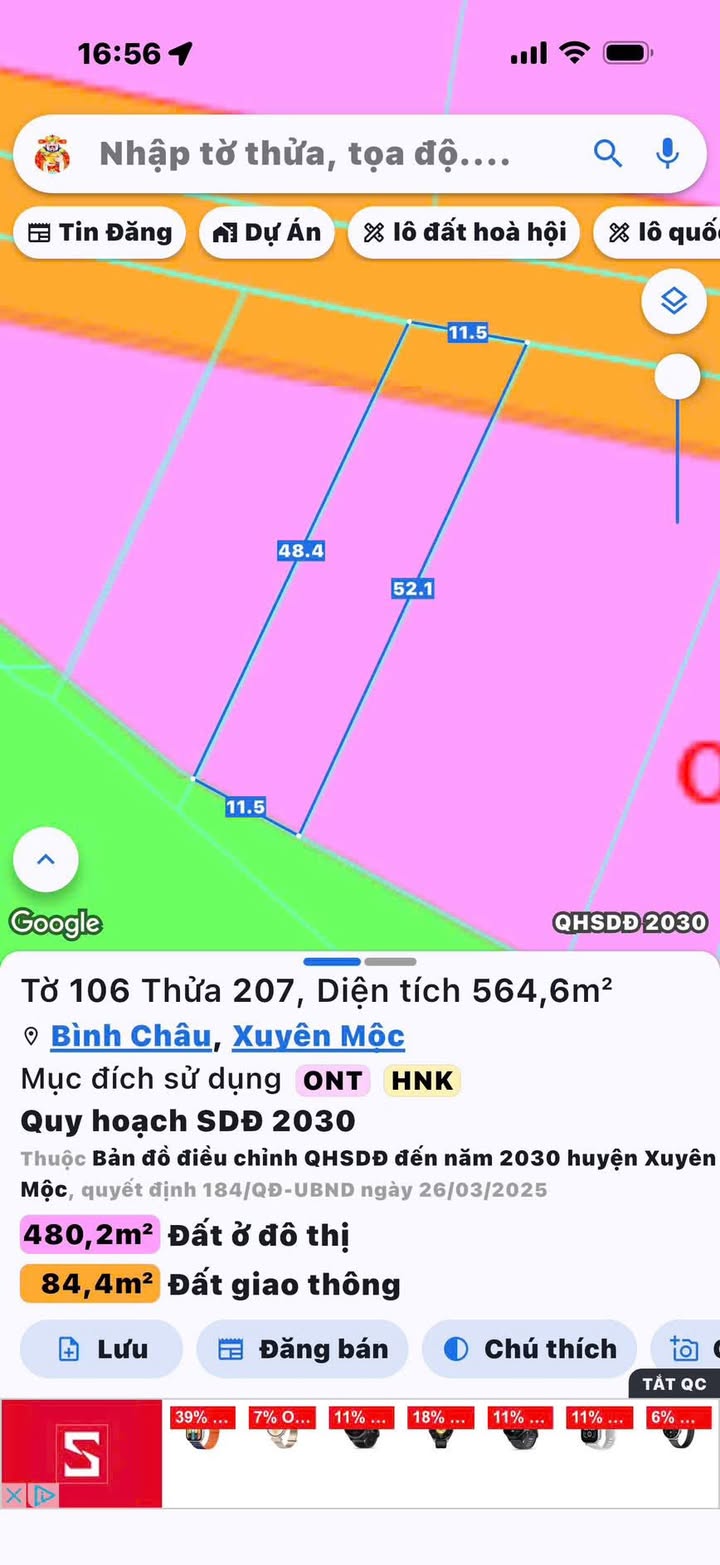 Đất Nền Bình Châu 565m² - Sổ Đỏ Sẵn Sàng - Gần Biển Nova Hồ Tràm