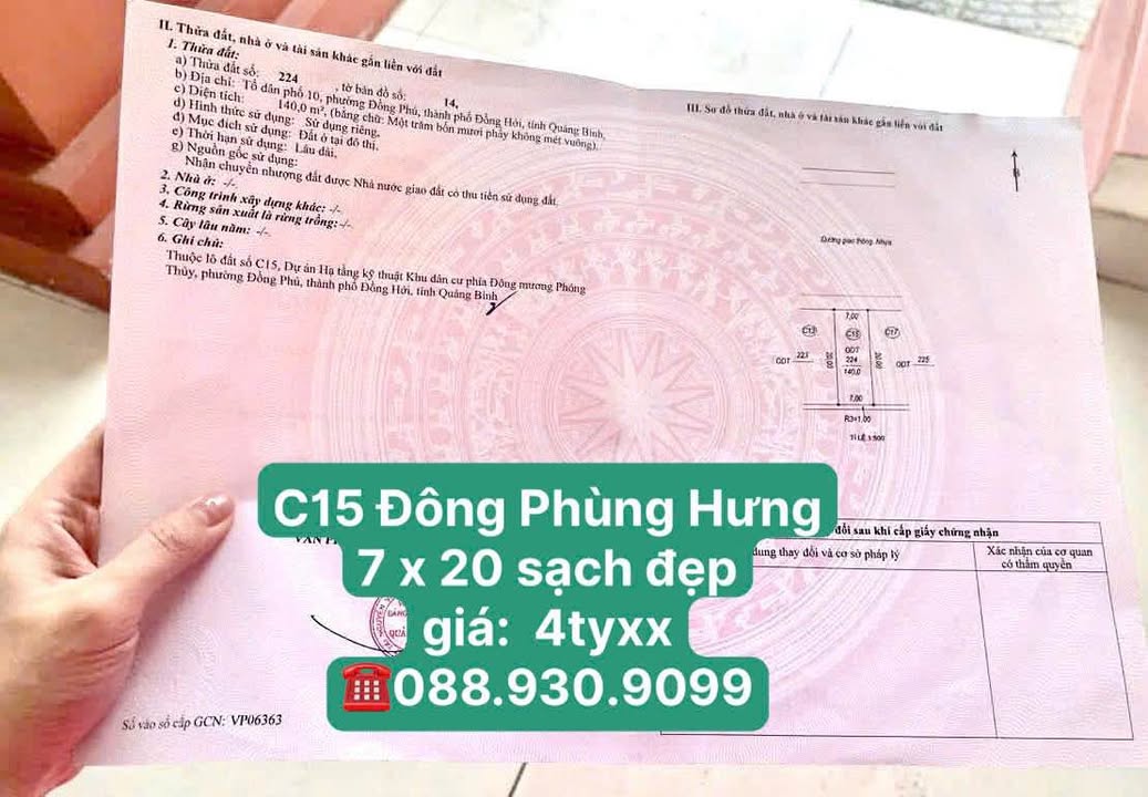 Đất nền Đông Phùng Hưng - C15, 140m² Hướng Bắc, Giá 4 Tỷ