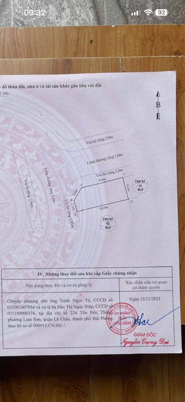 Đất Tái Định Cư Thế Lữ - Hồng Bàng 40m² Hướng Tây Nam - Sẵn Sổ Đỏ