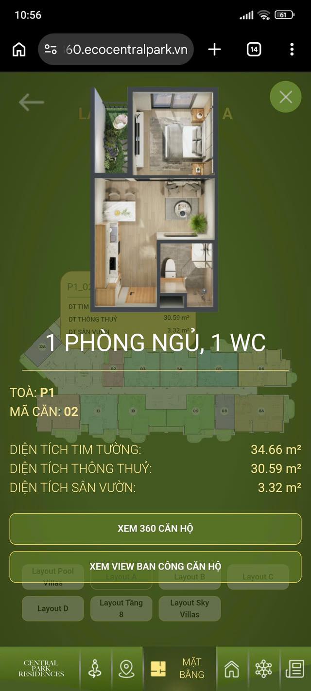 Bán Căn hộ Ecopark Vinh 34.66m² - Full Nội Thất, Giá 2.1 Tỷ