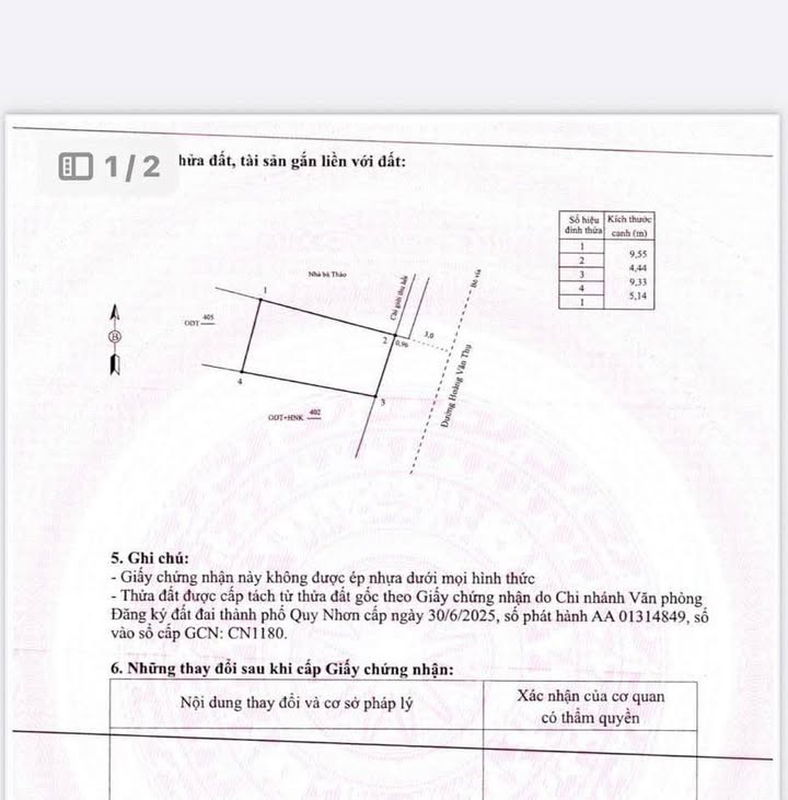 Đất Mặt Tiền Hoàng Văn Thụ, Quy Nhơn - 45.1m² - Giá Tốt