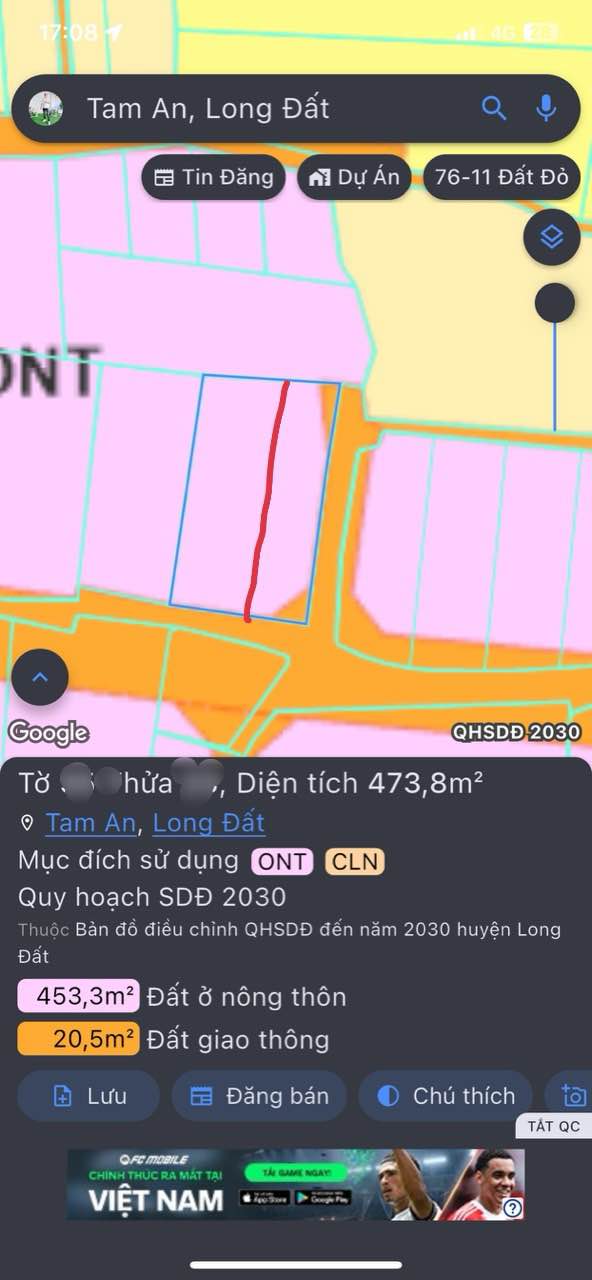 Đất nền Tam An Long Đất 174m² 1 tỷ - Sổ đỏ chính chủ