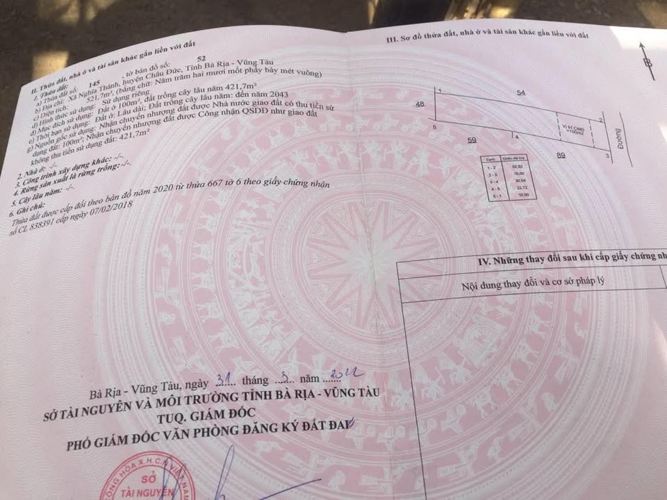 Đất Nền Châu Đức 521m² - Mặt Tiền Rộng 10m, Hướng Đông Nam, Giá 1.3 Tỷ