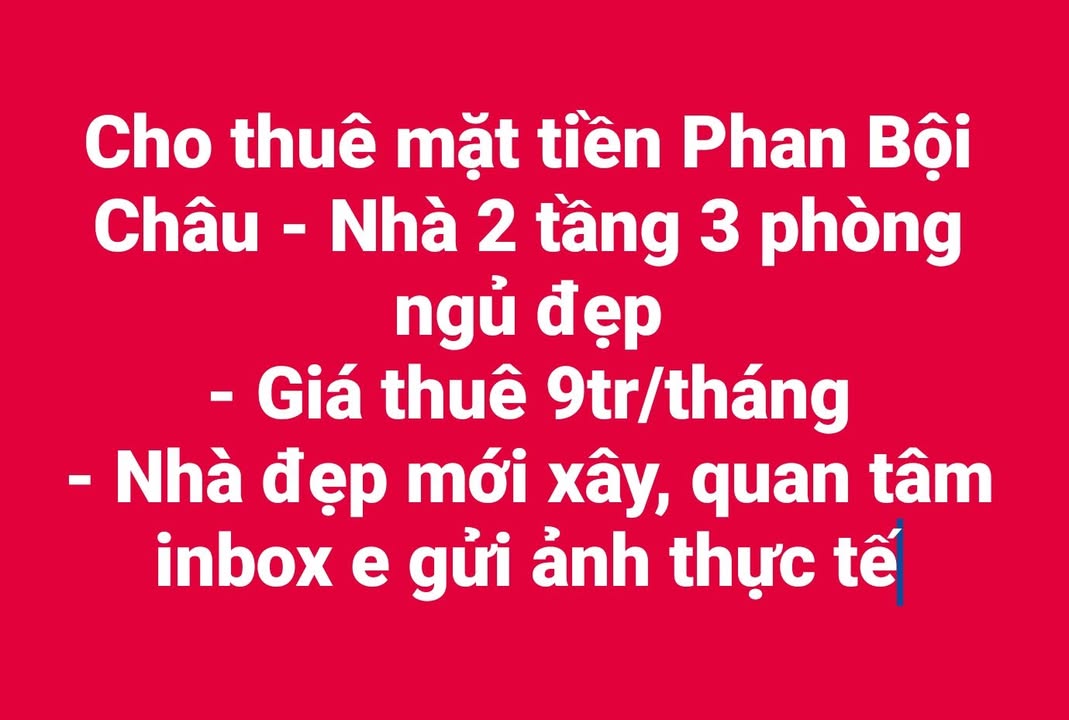 Nhà Mặt Tiền Phan Bội Châu, Huế - 2 Tầng, 3PN, Giá 9 Triệu/Tháng