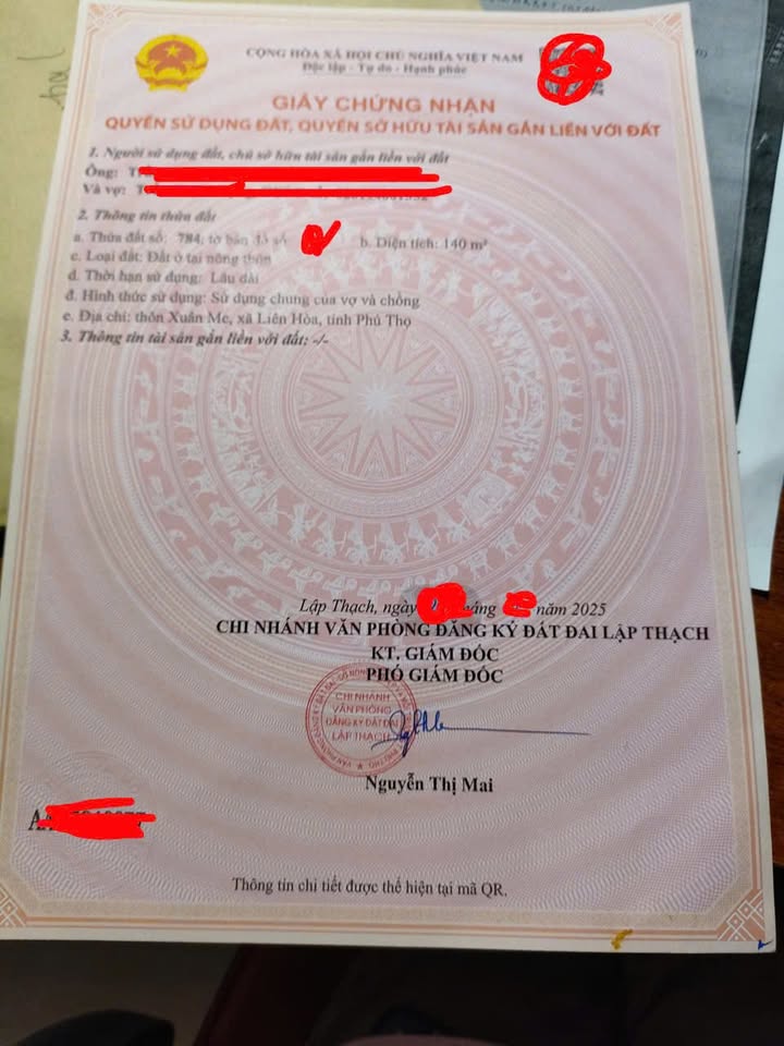 Đất Lô Góc 2 Mặt Tiền 140m² Xuân Me, Lập Thạch - Sổ Đỏ Full Thổ Cư