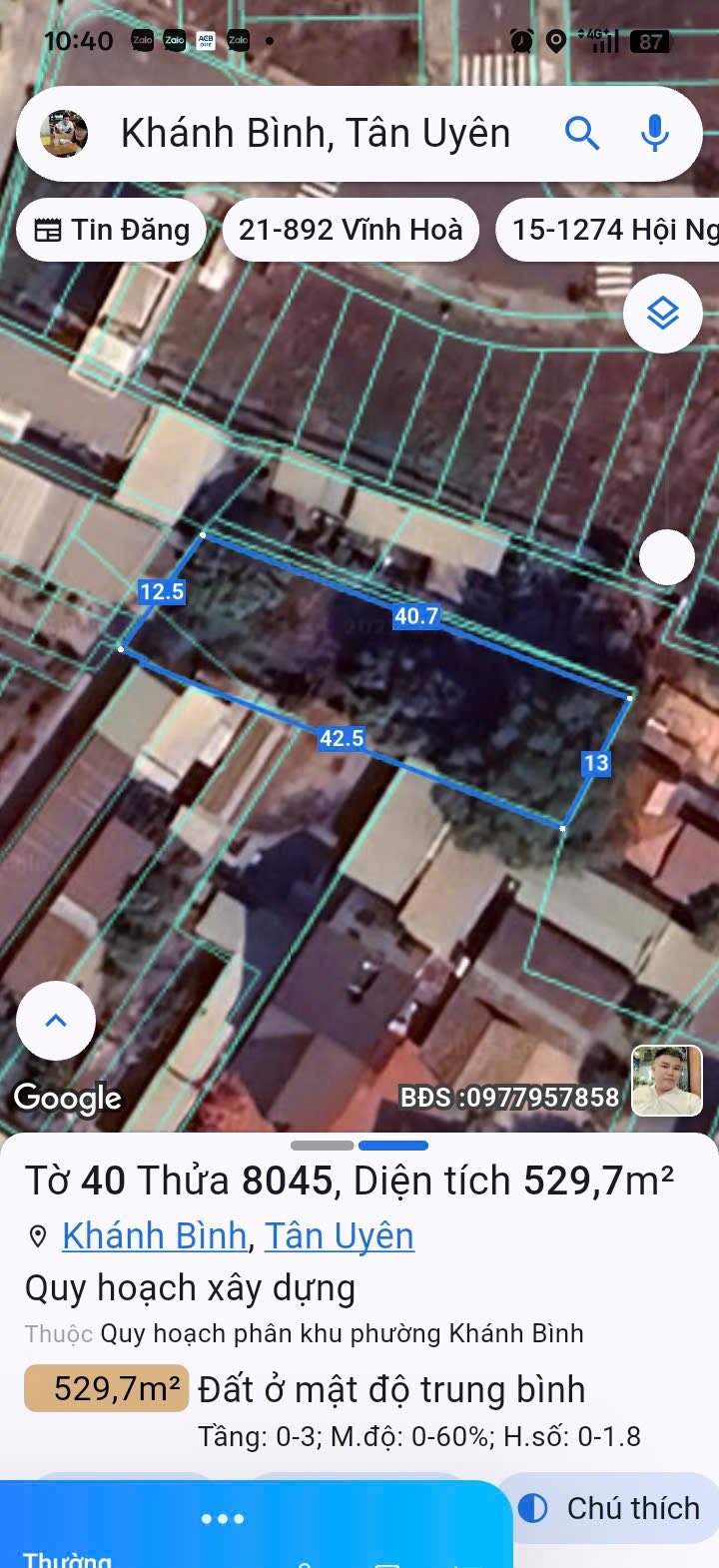Đất nền 529m² mặt tiền 13m ngay Ngã tư Khánh Bình, Tân Uyên - Giá 3.2 tỷ