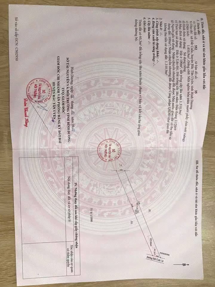 Đất nền Bắc Tân Uyên 1.800m² giá 3 tỷ - Sổ đỏ chính chủ