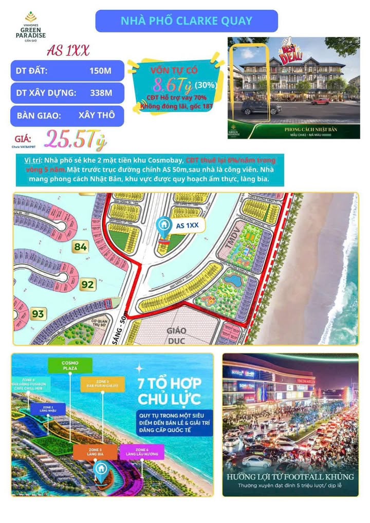 Shophouse 150m² Kinh Doanh Đắc Lợi tại Vinhomes Green Paradise Cần Giờ