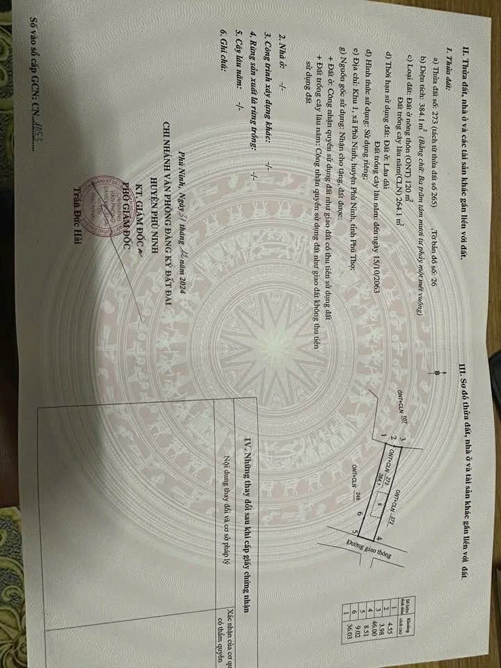 Đất nền Phù Ninh 384m² giá hơn 1 tỷ - Sổ đỏ chính chủ