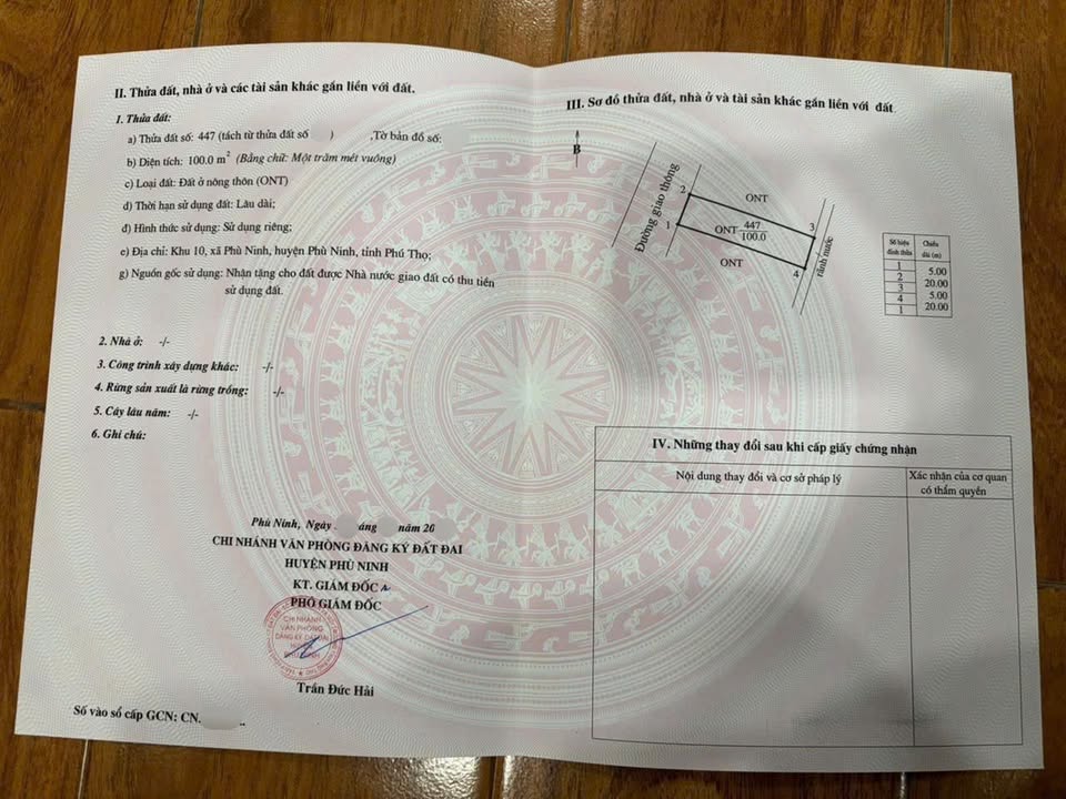 Bán đất Phù Ninh 100m² Sổ đỏ - Gần Hồ Sinh Thái, Biệt phủ Thái An