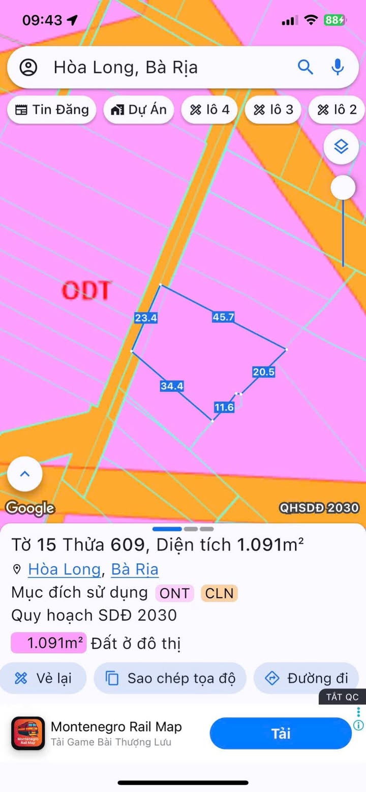 Bán Đất Vườn 1091m² Mặt Tiền Đường Nhựa - Bà Rịa - Giá 7.7 Tỷ