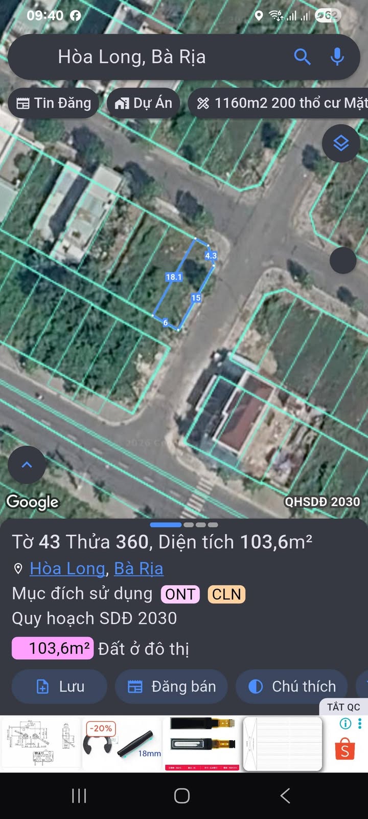 Bán Đất Lô Góc 2 Mặt Tiền Gò Cát, Bà Rịa - 103m² - Giá Tốt